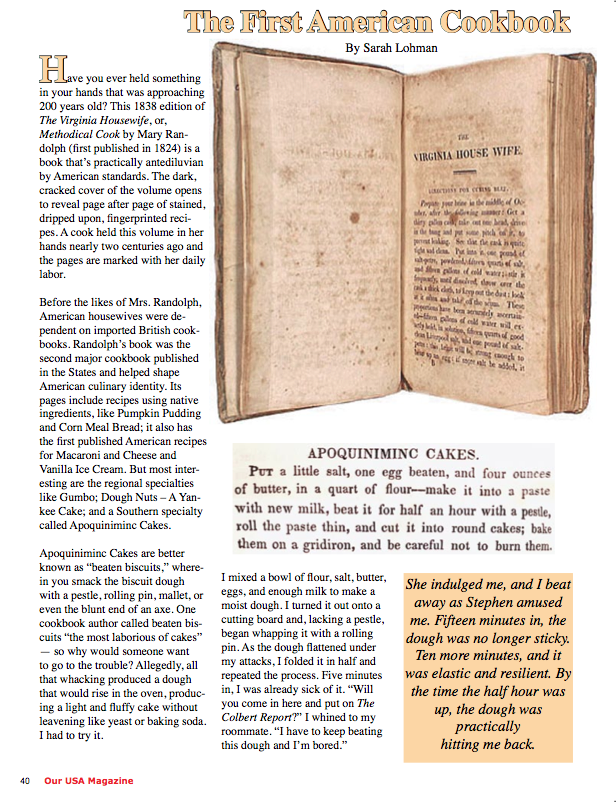 The First American Cookbook